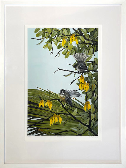 Kirsty Nixon nz bird art, fantail 2, print