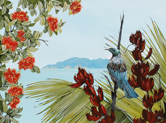 Kirsty Nixon art, island tui, canvas