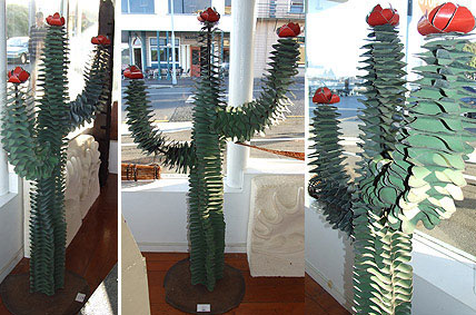 corrugated iron art cactus sculpture