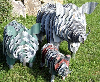 corrugated iron art animal sculptures
